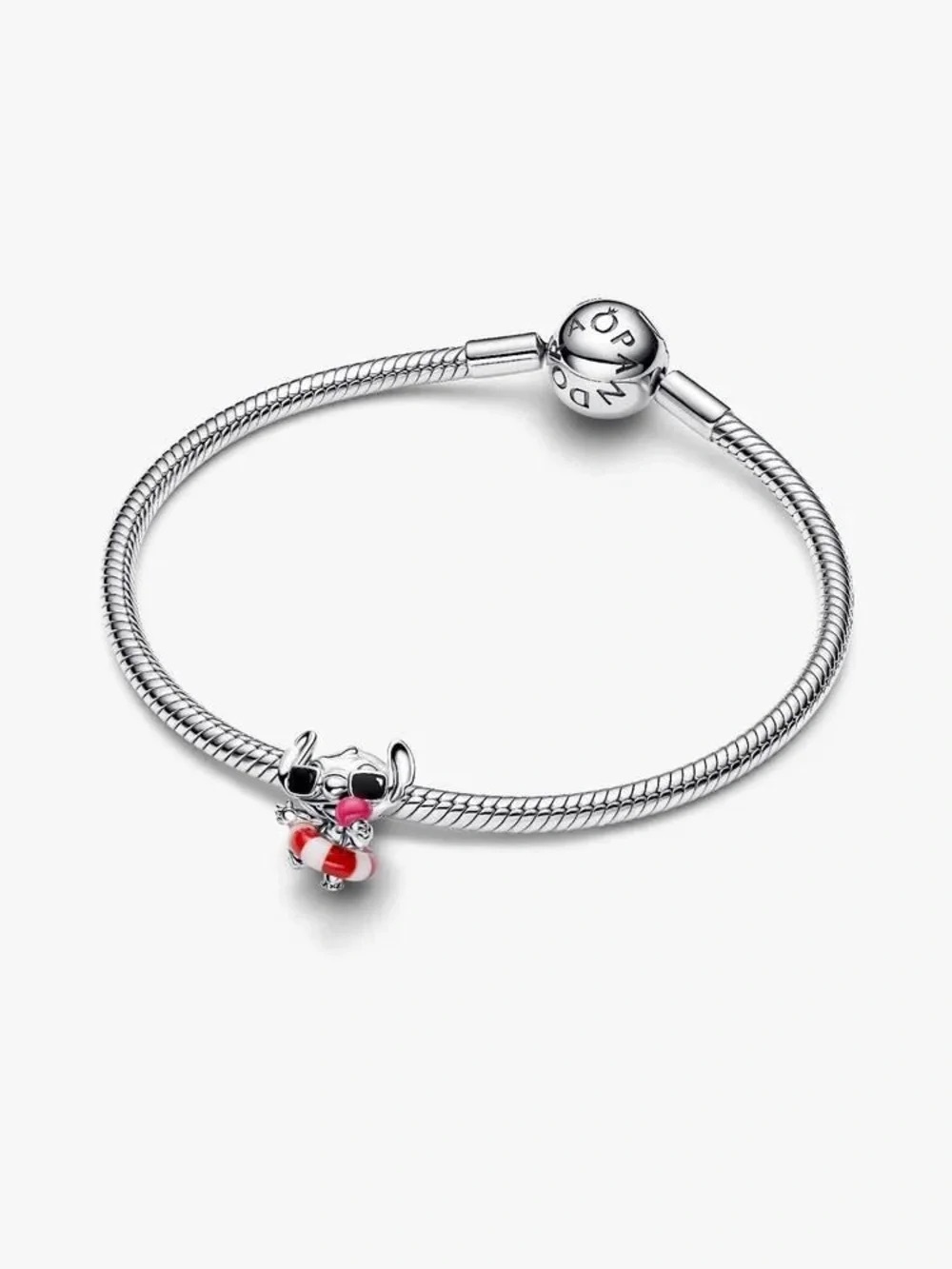 Pandora Sterling Silver Bracelet with Pink and Red Enamel Charm